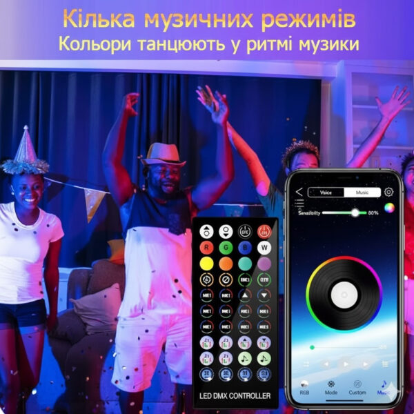 Уличные огни 10 м Smart Bluetooth App Control – светодиодная LED гирлянда 100 LED, RGB, USB, IP65, музыкальная