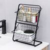 Кухонный металлический органайзер Storage Rack, двухъярусная полка 39×28×18 см, черный