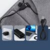 Электро‑пояс с подогревом USB 105×20 см, графеновый нагрев, 3 режима, портативный, серый