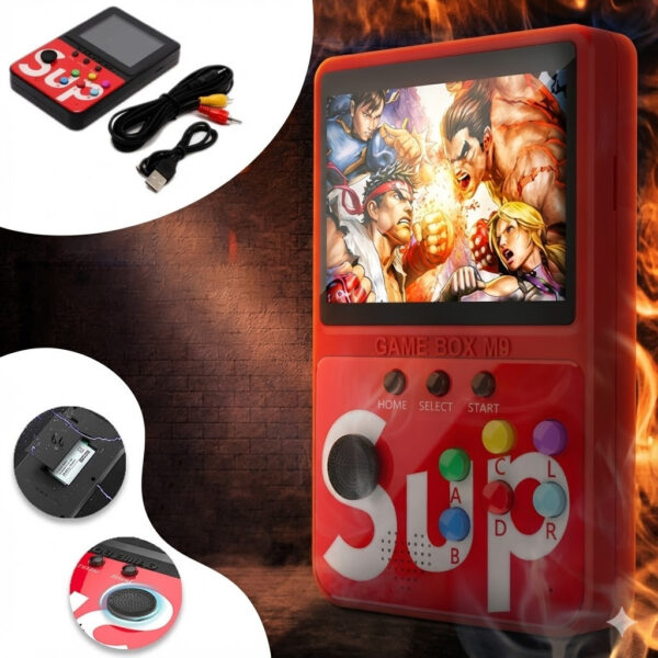 Портативная игровая приставка Sup M9, 900 игр, экран 3", аккумулятор 1200 мА·ч, для детей и взрослых, чёрная