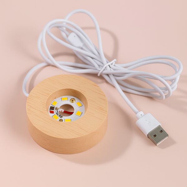 Ночник 3D шар хрустальный Рождество RGB на деревянной подставке USB