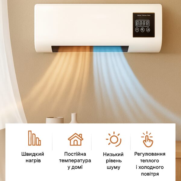 Настенный мобильный кондиционер Wall Air Cooler 800 Вт, пульт, 3 режима
