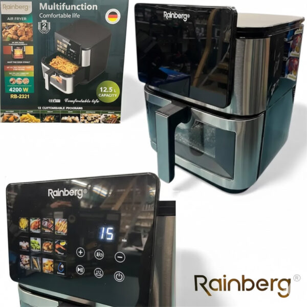 Аэрофритюрница Rainberg RB-2321 4200 Вт 12.5 л сенсорная 2 ТЭНа нержавейка