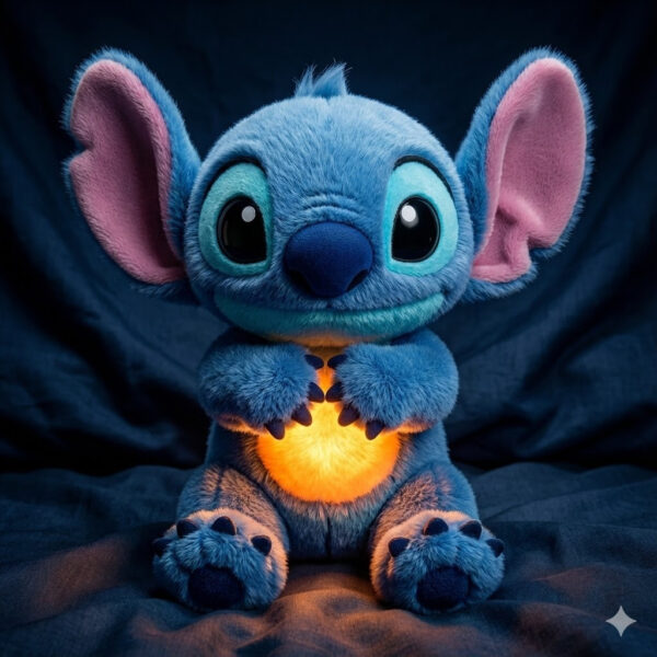 Интерактивная мягкая игрушка Soft Toys «Стич» с подсветкой, музыкой и эффектом дыхания, светится, колыбельная