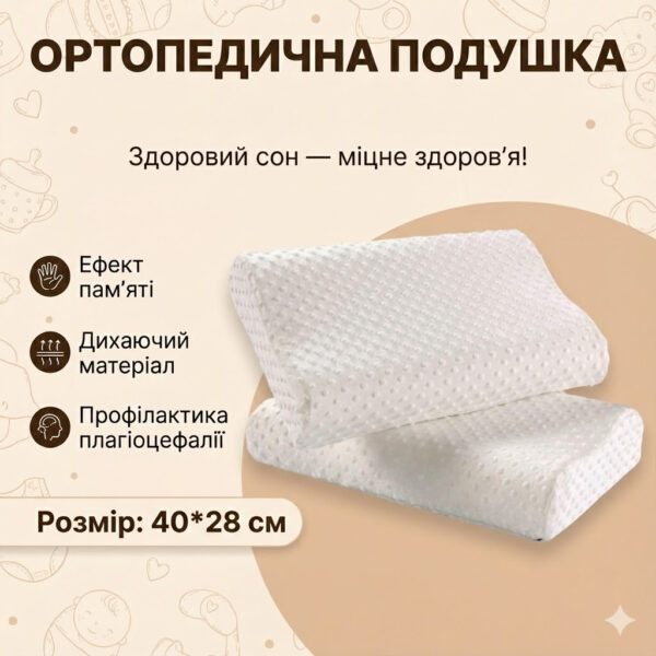 Ортопедическая цервикальная подушка Space Memory 40×28 см, латексная с эффектом памяти, медленное восстановление, анатомическая
