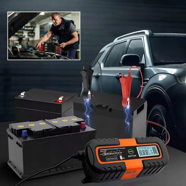 Зарядное устройство Zenwire JMD-6S, 6/12 В, 6 А, LCD, восстановление АКБ