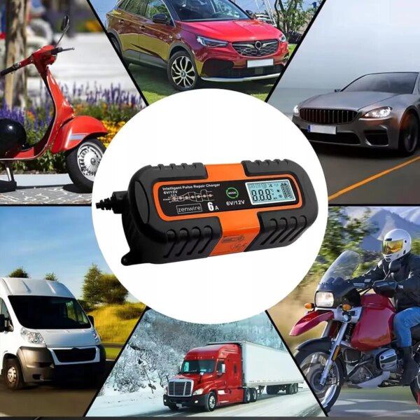 Зарядное устройство Zenwire JMD-6S, 6/12 В, 6 А, LCD, восстановление АКБ