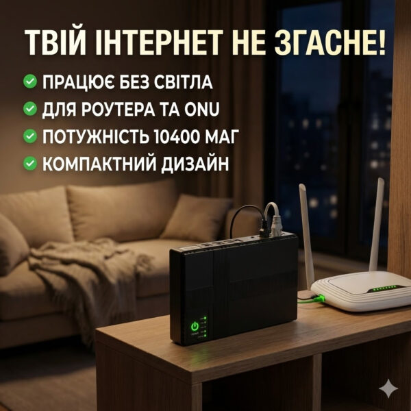 Источник бесперебойного Питания DC UPS для роутера, ONU, камер – 5V/9V/12V, многофункциональный портативный UPS с USB и кабелями