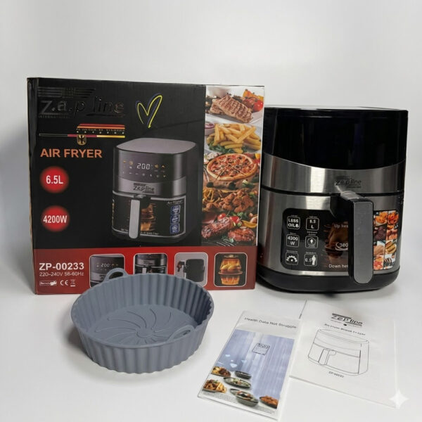 Аэрофритюрница мультипеч Zepline ZP-00233 (6.5 л, 4200 Вт) с двумя ТЭНами и сенсорным управлением + Силиконовая форма
