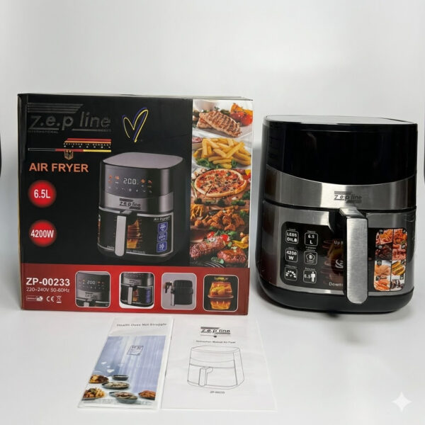 Аэрофритюрница мультипеч Zepline ZP-00233 (6.5 л, 4200 Вт) с двумя ТЭНами и сенсорным управлением + Силиконовая форма