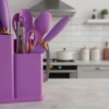 Набор силиконовых кухонных принадлежностей 19 предметов Серый Kitchen Set Кухонный набор с досточкой