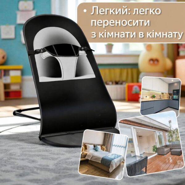 Шезлонг-кресло для новорождённых с регулируемой спинкой и складной конструкцией