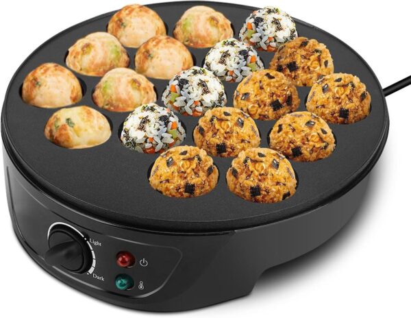 Электрическая такоячница RAF R.527Takoyaki Maker для приготовления пончиков, кейк-попсов и мясных шариков (18 ячеек) антипригарная