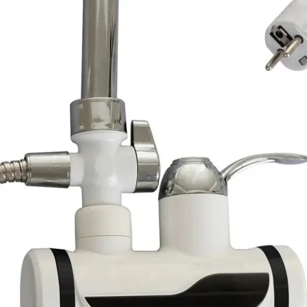 Мини бойлер + душ Water Heater MP 5208, проточный электрический водонагреватель 3000 Вт с LCD-дисплеем, боковое подключение, шланг