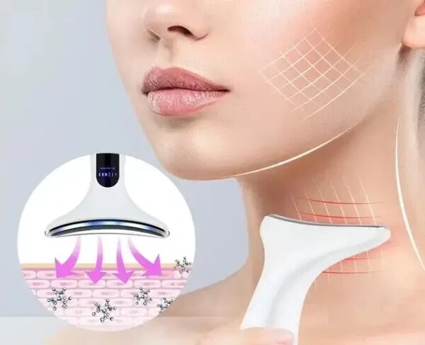 Многофункциональный микротоковый лифтинг-массажер для лица и шеи Neck Beauty Device с LED-терапией (7 цветов) и прогревом