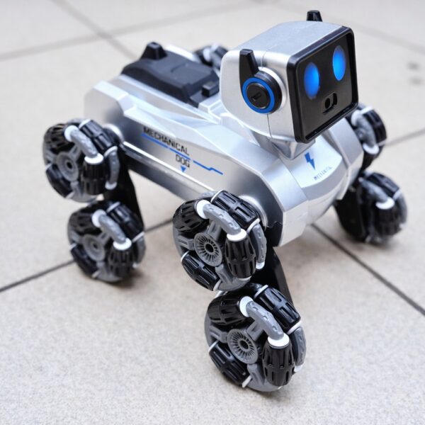 Робот-собака Stunt Robot Dog H29-1 на радиоуправлении с LED-подсветкой и 8 колесами Mecanum
