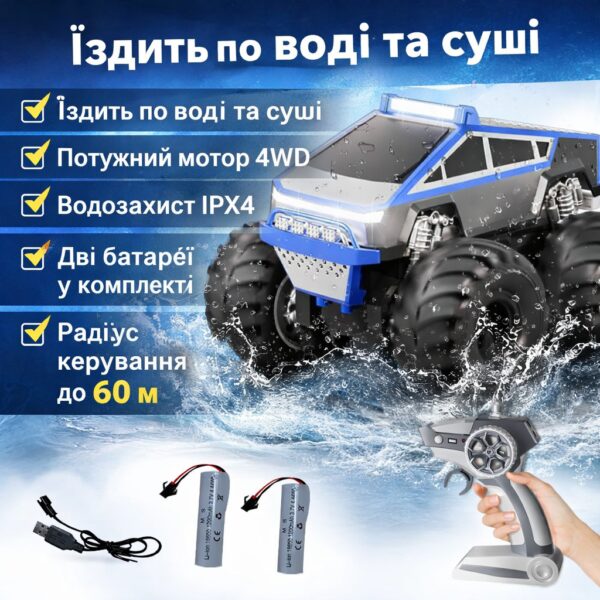 Радиоуправляемая амфибия 4WD Waterproof Stunt Car для езды по воде и суше