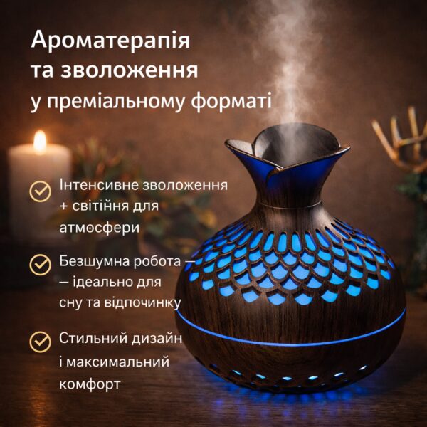 Cool Mist Humidifier 300 мл — портативный ультразвуковой увлажнитель воздуха с 7-цветной LED-подсветкой