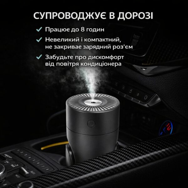 Увлажнитель воздуха-ночник Shaking Head Humidifier L09 — 220 мл, ультразвуковой, регулируемый наклон, LED-подсветка, USB-питание