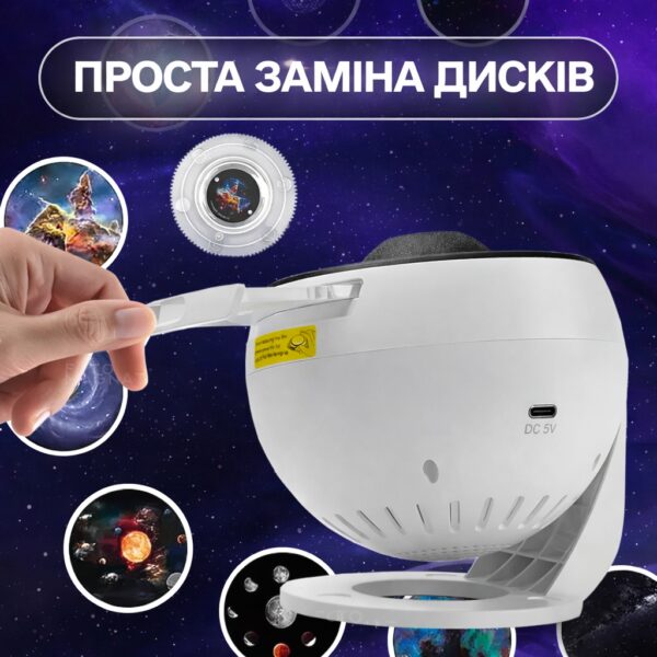 Проектор звездного неба Galaxy Projector с 13 сменными слайдами, таймером сна и вращающейся LED-проекцией