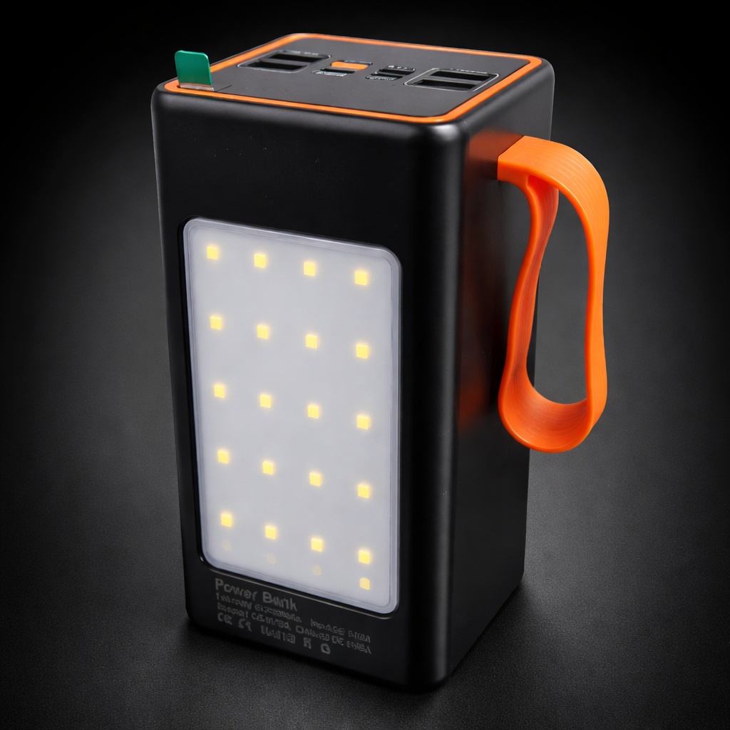 Павербанк MAXI 100 000 мАг з дисплеєм, 4×USB, Type-C, MicroUSB + фонарик