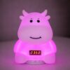 Детский аккумуляторный ночник “Коровка” с мягким LED-светом, RGB-подсветкой, встроенной Bluetooth-колонкой и электронными часами