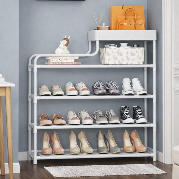Металлическая обувница-этажерка для обуви Shoe Rack — полка для прихожей, компактная и прочная