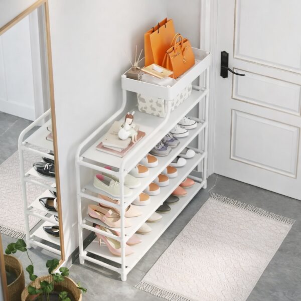 Металлическая обувница-этажерка для обуви Shoe Rack — полка для прихожей, компактная и прочная