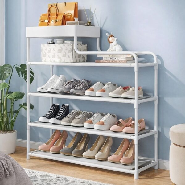 Металлическая обувница-этажерка для обуви Shoe Rack — полка для прихожей, компактная и прочная