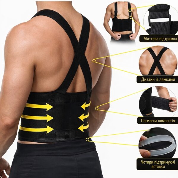 Ортопедический пояс-ремень для спины и поясницы Belt XL-1619, поддерживающий эластичный корсет с регулировкой, универсальный