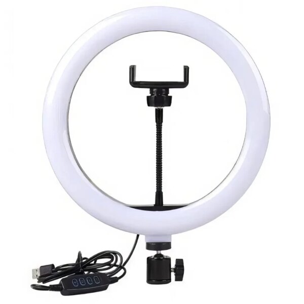 Кольцевая LED лампа 30 см QX-260 с держателем для телефона, USB, регулируемой яркостью и цветовой температурой