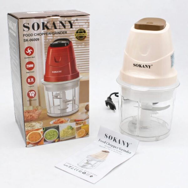 Кухонный измельчитель 250 Вт, Sokany SK-06009 электрический измельчитель для овощей, мяса и зелени, компактный блендер-чоппер
