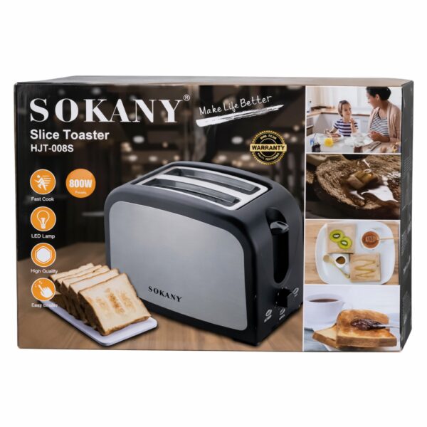 Тостер Sokany HJT-008S на 2 ломтика, 800Вт / Электротостер для хлеба / Электрический тостер двойной