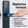 Умный дверной замок с биометрией на батарейках и USB, Bluetooth, TUYA / Электронный замок с паролем
