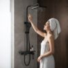 Смеситель для ванной комнаты с душевым гарнитуром Shower Set YLN16001H, черный матовый