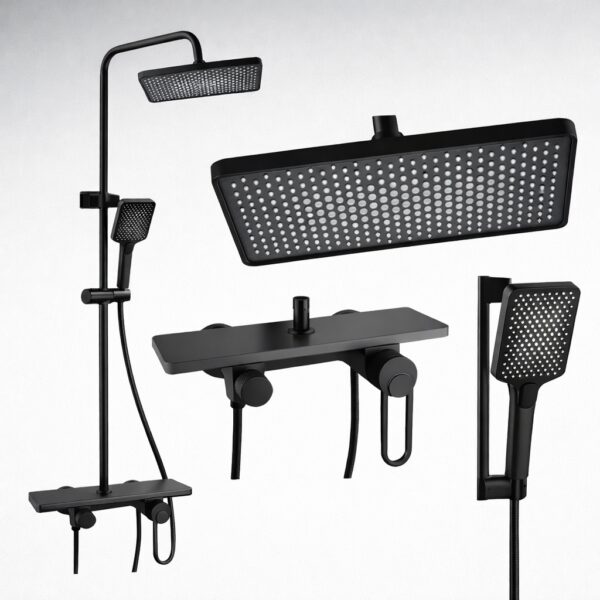 Смеситель для ванной комнаты с душевым гарнитуром Shower Set YLN16001H, черный матовый