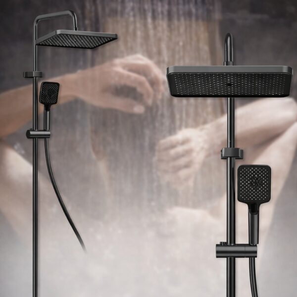 Смеситель для ванной комнаты с душевым гарнитуром Shower Set YLN16001H, черный матовый
