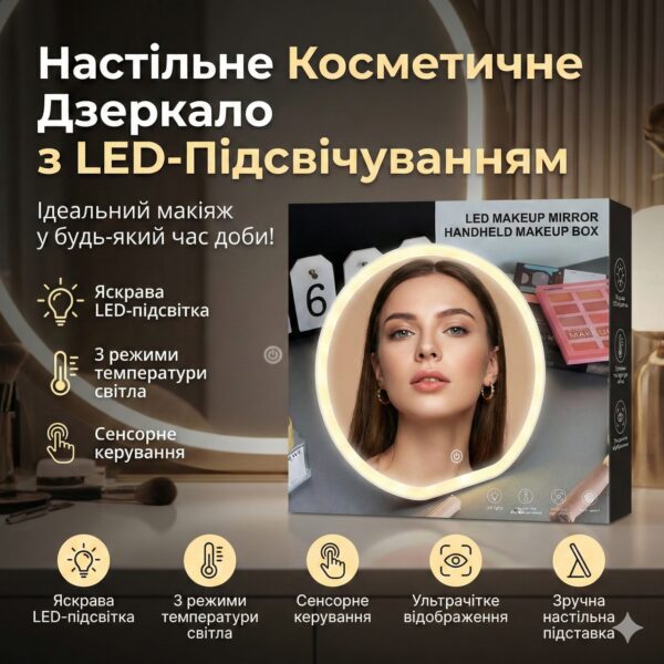 Настольное косметическое зеркало для макияжа с LED-подсветкой XL-1646
