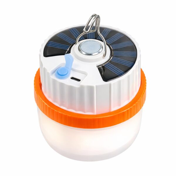 Светодиодный кемпинговый фонарь T100 2835-30D SMD на солнечной батарее, аккумулятор Li-ion, зарядка USB Type-C