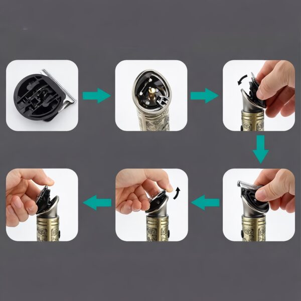 Аккумуляторная машинка для стрижки 6в1 с USB, VGR V-106 / Набор для стрижки волос и бороды / Мужской триммер