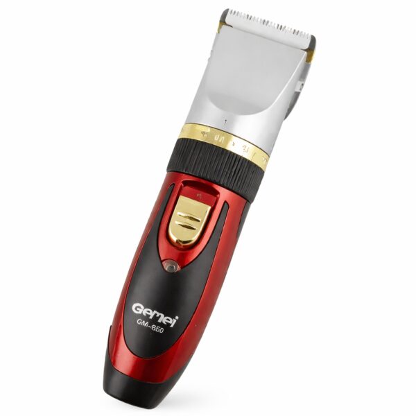 Беспроводная машинка для стрижки Gemei GM-550, 2 съемных аккумулятора, регулировка длины стрижки от 0,8 мм, титановое покрытие