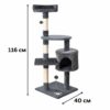 Игровой комплекс для кошек с домиком, 116х40х40 см / Когтеточка / Кошачий игровой центр / Комплекс-дряпалка