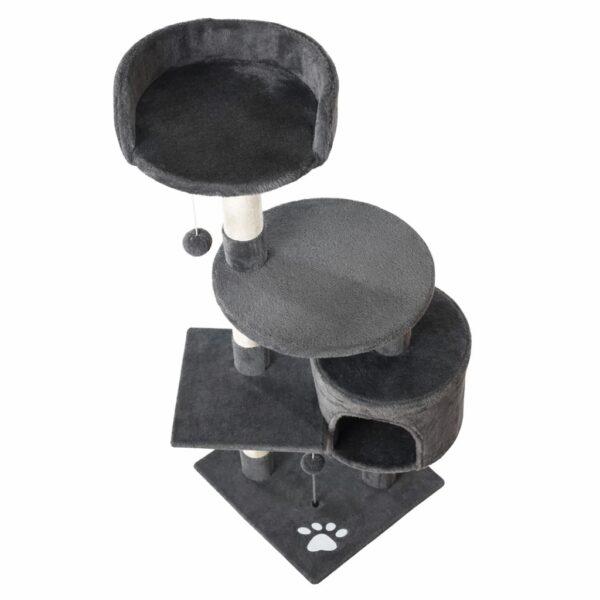 Игровой комплекс для кошек с домиком, 116х40х40 см / Когтеточка / Кошачий игровой центр / Комплекс-дряпалка