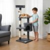 Игровой комплекс для кошек с домиком, 116х40х40 см / Когтеточка / Кошачий игровой центр / Комплекс-дряпалка