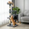 Игровой комплекс для кошек с домиком, 116х40х40 см / Когтеточка / Кошачий игровой центр / Комплекс-дряпалка