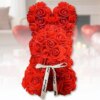 Подарочный "Зайчик" из декоративных роз и бантиком 17х17х25 см KR-21 Цветочный зайка из 3D роз