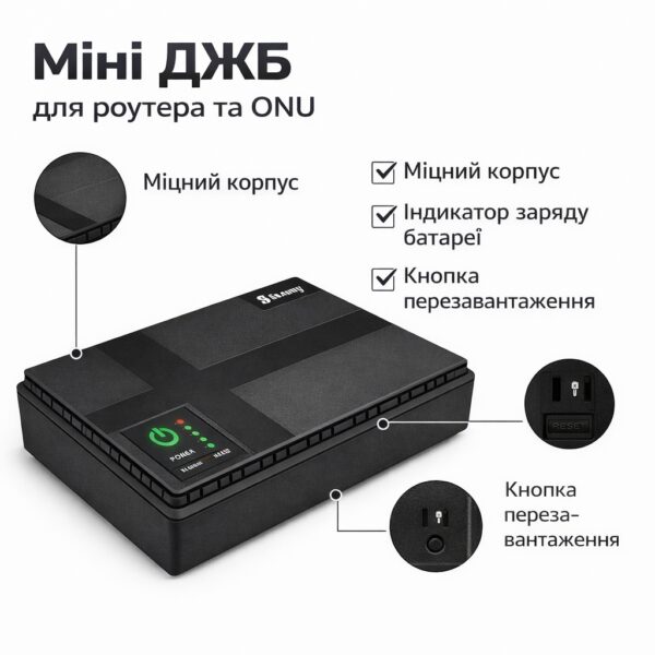 Мини ИБП (UPS) 36W 20000 мА·ч для роутера и ONU, автономная работа до 10 часов