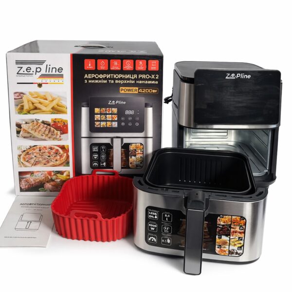 Мультифункциональная аэрофритюрница Zepline ZP-00342, 13 л, 4200 Вт, 12 программ, с съёмным корзином и силиконовой формой