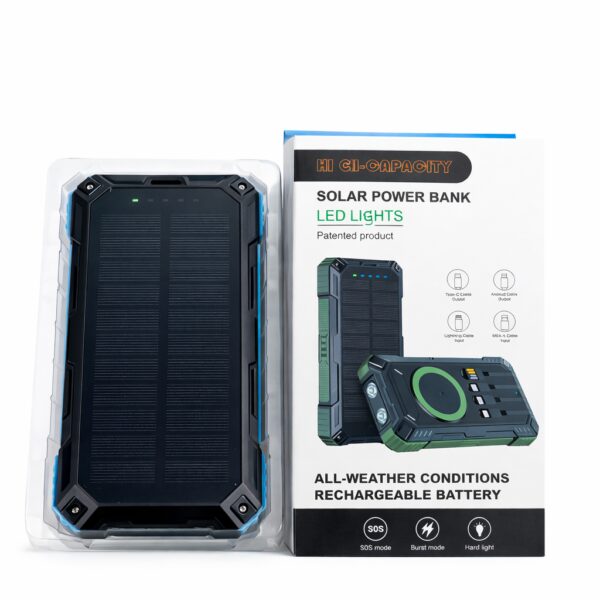 Мощный туристический Power Bank 50000 mAh с солнечной батареей, беспроводной зарядкой и 4 встроенными кабелями (Fast Charge 22.5W)