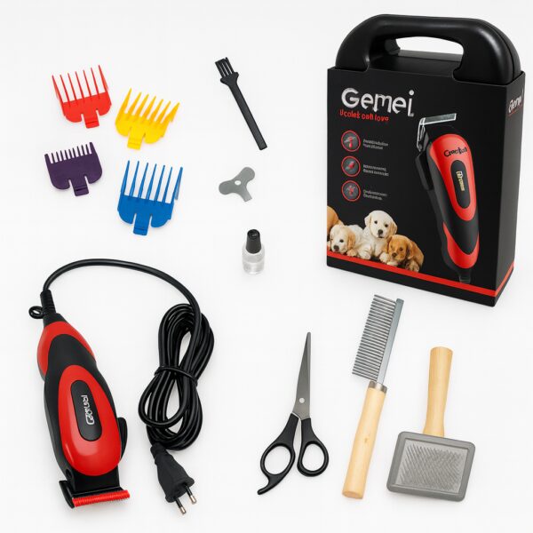 УЦЕНКА! Машинка для стрижки собак и кошек Geemy GM-1023, 4 насадки, щетки (Повреждение корпуса 3363)